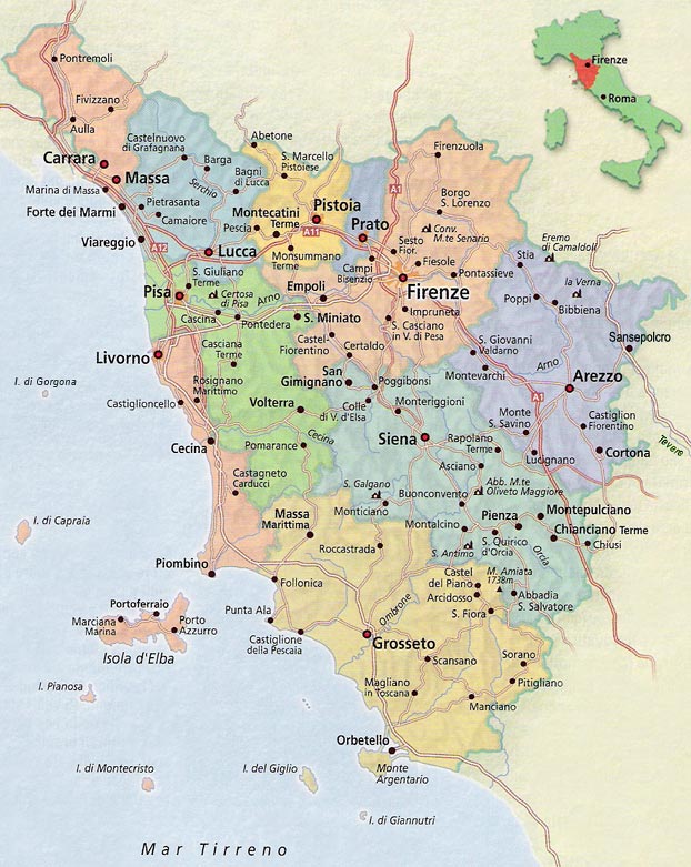 mapa da Toscana